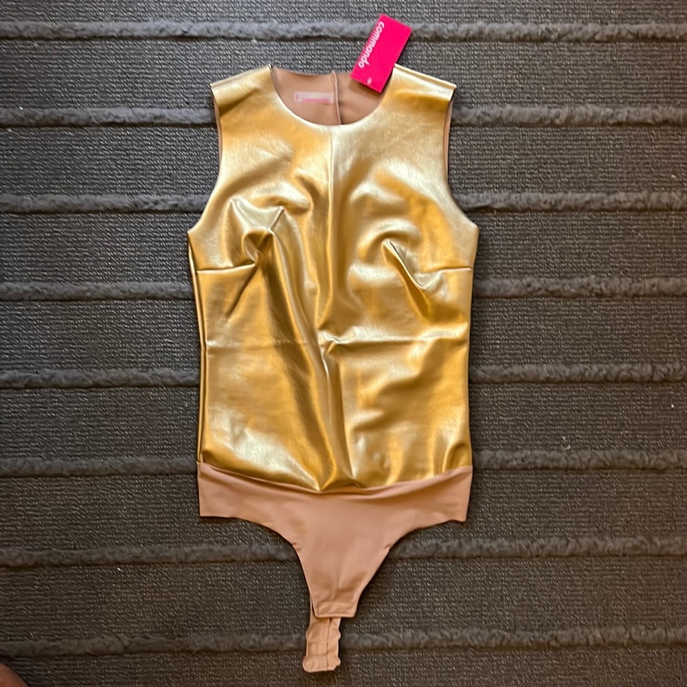 Commando faux gold leather bodysuit